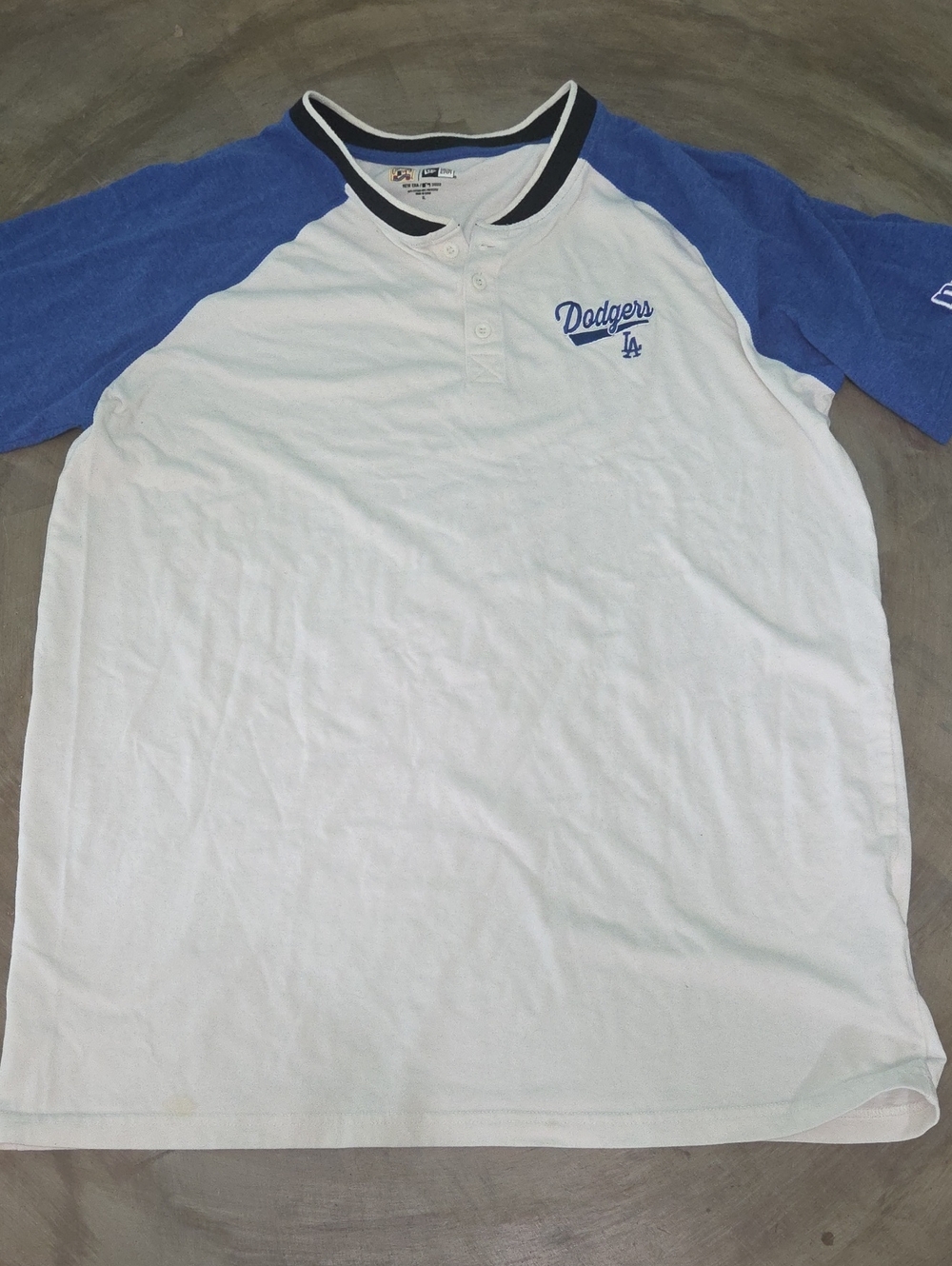 New Era Los Angeles Dodgers White & Blue Raglan Henley